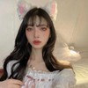 Cat Headband Cat's ears headdress and Plush wristband (White, One