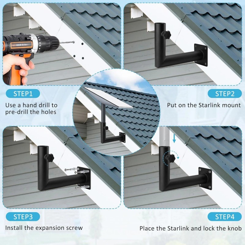 Starlink Heavy-Duty Starlink Roof Mount Kit Adjustable Satellite Mount Bracket