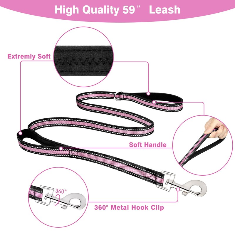 WINSEE Pet Harness Collar and Leash Set, All-in-one Reflective Dog