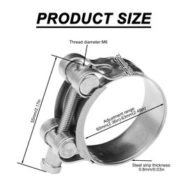 ALI2 2pcs Bolt Clamp Clamps, Motorcycle Exhaust Pipe Clamp, Stainless Steel Clamp Clamp, Tube Clamp Collar, Exhaust Sleeve, Exhaust Clamp (60-63mm)