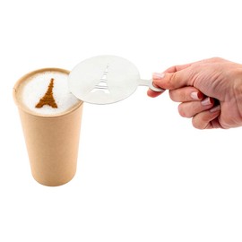 Restpresso Stainless Steel Eiffel Tower Coffee Decorating Stencil - 4 3/4" x 3 1/4" - 1 count box - Restaurantware, , Silver