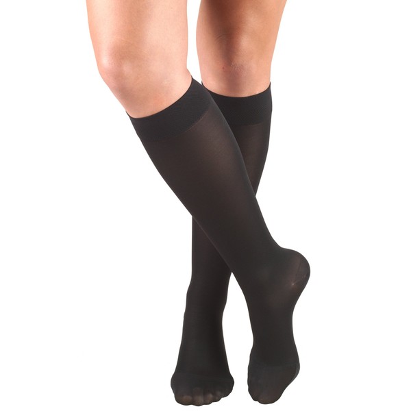 Truform Women's Compression Stockings, 15-20 mmHg, Knee High Length, Closed Toe, Opaque, Black, Small