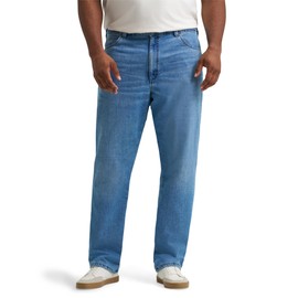 Lee Men's Big & Tall Legendary Relaxed Straight Jean, Coast-Gray Fleece Lined