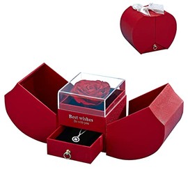 Conjunto Regalo de Flor Rosa Roja Eterna, Caja de regalo de rosas rojas, rosa real conservada, flores eternas, regalos para su madre en el día de San Valentín, cumpleaños, aniversario, Navidad