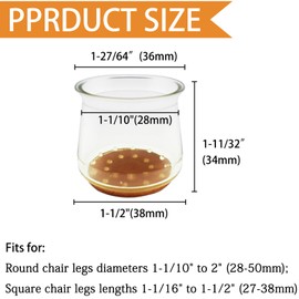 ALIRICH 36 Pcs Chair Leg Floor Protectors for Hardwood Floors, Round Silicone Felt Chair Leg Covers Pads to Protect Wood Tile Floors Furniture Legs Non Slip Reduce Noise, Fit 1.3"-2"