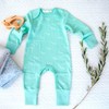 Organic Cotton Baby Sleepsuit - Sage Green Tiny Whales, 3-6