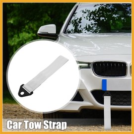 Partuto 1 Set Front Bumper Car Tow Strap Trim Trailer Belt Silver Tone Replacement