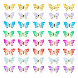 YUNXI 40 colgantes de mariposa coloridos con diseño de mariposa, esmaltados para arete, pulseras, collares, fundas de teléfono, clips para el pelo, manualidades y bisutería, Resina, N/C