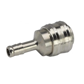 NW 5 coupling socket with hose connection 6 mm, material: nickel-plated brass