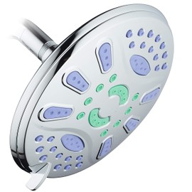 AquaStar Elite High-Pressure 7" Giant 6-setting Luxury Spa Rain Shower Head with Microban Antimicrobial Anti-Clog Jets for More Power & Less Cleaning! / Solid Brass Ball Join/All Chrome Finish