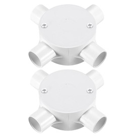 sourcing map 2Pcs PVC Conduit Box Junction Box 4 Way 20mm with Cover, M4 Screws for Home Hose Electrical Conduit Electronic Projects