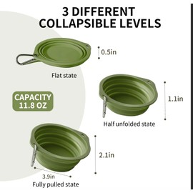 CHICHIPAWS Collapsible Pet Bowls, Portable Dog and Cat Dishes, 2 Pack Collapsible Water Bowls, Portable Pet Feeding Dish for Walking, Parking, Traveling, Camping with Carabiners (350ml)