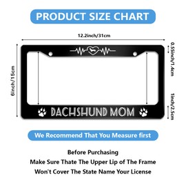 NEWCOCO Dachshund Mom License Plate Frame Dog Mom Animal for Car Decorative Parts Stainless Steel License Plate for Standard Us Canada License Plate Holder 12x6 Inch