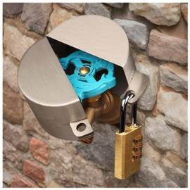 TEMEILI Faucet Locks Outdoor, Metal Suitable for Garden Faucets, Hose Bib, Spigot - Stainless Steel with Padlock - Prevent Water Theft