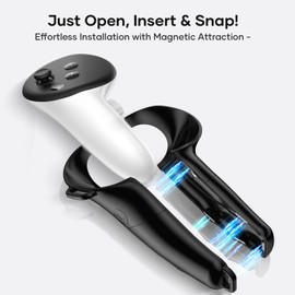 HASALASO Enhanced Magnetic Controller Grips for Meta Quest 3 - Transform Your VR Gaming Experience (Black, Quest 3)