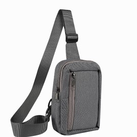 Baiyian Leichte Brusttasche, Chest Crossbody Bag, Sling Bag Wasserdicht, Schultertasche Klein für Herren und Damen, zum Wandern Radfahren Reisen Outdoor-Sportarten - Grau