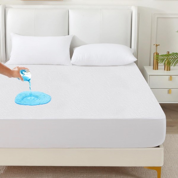 MUXHOMO 100% Waterproof Queen Size Mattress Protector, Soft Breathable Mattress
