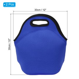 PATIKIL Neoprene Lunch Bags, 2Pack 12"x6"x12" Insulated Lunch Bags Reusable Bento Bags Thermal Lunch Tote for Men and Women, Blue