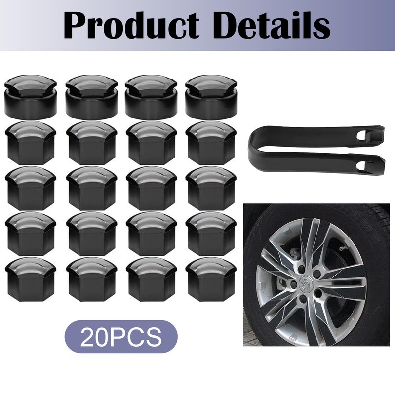 17mm Wheel Nut Cap, 20pcs Wheel Bolt Nut Covers, Universal