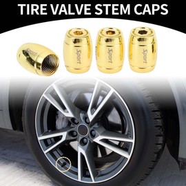 Partuto 1 Satz 14x11MM Universal Reifenventilkappen - Auto Radventilkappe Anti-Crash-Ventildeckel Reifenventilkappe - Aluminiumlegierung Zinklegierung Goldton Barrel