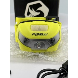 Foxelli USB Rechargeable Headlamp, White & Red Flashlight w/ Strobe
