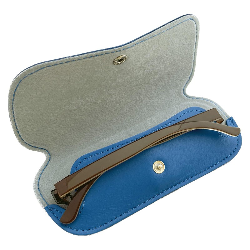 SAKAE F-20 TR700 Genuine Leather Glasses Case, blue