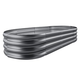 Land Guard Galvanized Raised Garden Bed Kit, Planter Boxes Outdoor, Oval Large Metal Beds for Vegetables(Modern Grey)