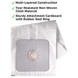Vacurama Premium Central Vacuum Bags - Compatible for NuTone 391, Beam, Cana-Vac, Electrolux, Kenmore 50601, Allerex, Titan, Broan, Eureka, Hoover, Nilfisk and Other. Multi-Layered HEPA Cloth - 3-Pack
