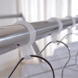 20 Pieces Windproof Hanger Hooks,Non-Slip Clothes Hanger Buckle Clip,Laundry Hanging Hook,Round Rod Closet Dividers for Drying Rack (Transparent, Medium)