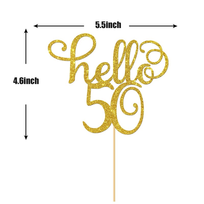 Hello 50 Cake Topper - 50th Birthday / 50th Wedding