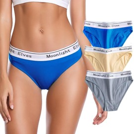moonlight elves Women's Underwear Cotton Bikini Panties Soft Briefs Hipster Ladies Panty 3 Pack (065-3pc, S)