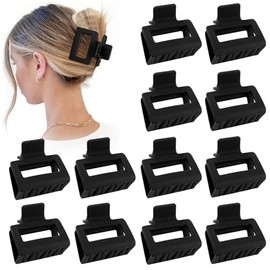 Sisiaipu Pinzas para el pelo medianas de 2 pulgadas, 12 unidades, cuadradas, para cabello fino, de acrílico mate antideslizante, con forma de banana, 