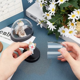 zalati Protection Cover Display Dome Acrylic Cloche Decorative Showcase Anti-Dustproof with Plastic Base for Clay Action Figure Doll Figurine