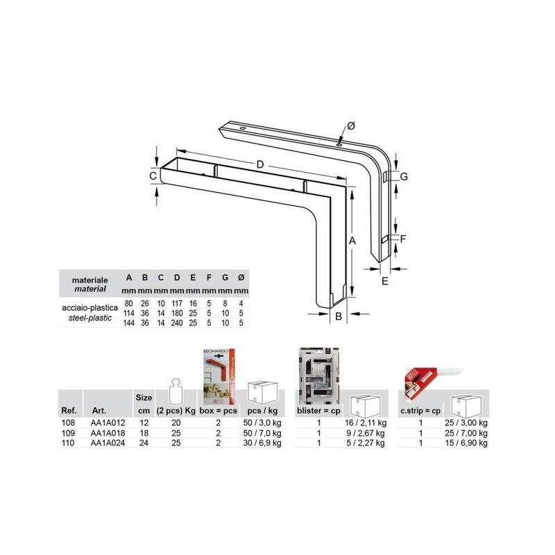 Bolis Italia Leonardo shelf-brackets 18 cm, marrone, taglia unica