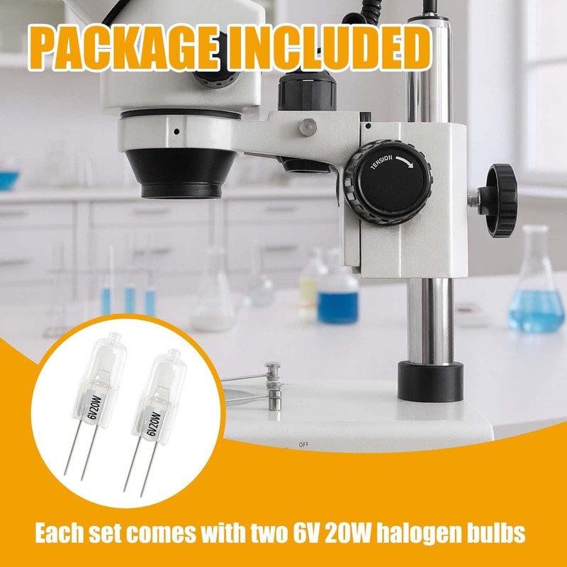 SANJOON 6V 20W G4 Bi-Pin Halogen Bulbs for Microscopes,Replacement Light