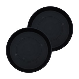 The HC Companies Round Prima Flower Pot Saucers - Plastic Plant Saucer for Outdoors & Indoors - Traditional Plant Pot Trays for Water Drainage -Durable Plant Tray (21-inch Black, Pack of 2)