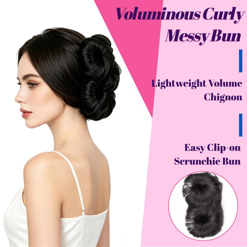 Short Claw Clip Messy Bun Scrunchies Updo