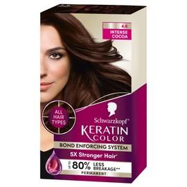Schwarzkopf Keratin Color Permanent Hair Color, 4.6 INTENSE COCOA, 1 Application, Professionally Inspired Permanent Hair Dye, for up to 80% Less Breakage vs Untreated Hair and up to 100% Gray Coverage