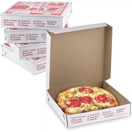 MT Products Pizza Boxes Extra Thin 10" x 2" Clay Coated Togo Box - Pack of 20