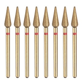 sourcing map 8pcs 200-230 Grits Diamond Grinding Bit 4.2mm Bullet-Head 2.35mm Shank 12mm Length Titanium Plated Stone Sanding Drill Bits Rotary Tool for Nails Grinding Polishing