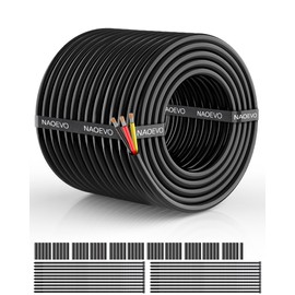 NAOEVO 14 Gauge Wire 3 Conductor Electrical Wire, 14 AWG Stranded PVC Cord, 12V Low Voltage/Tinned Copper/Flexible Cable for Automotive Wiring, Lamp Cord, Marine Cable (100FT)