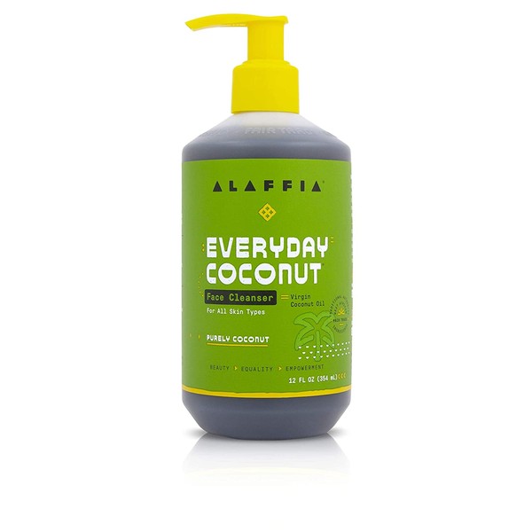 Alaffia EveryDay Coconut Face Cleanser. For All Skin Types. Leaves Skin Fresh, and Hydrated with Fair Trade Coconut Oil and Neem. Vegan, Cruelty Free, No Parabens (Purely Coconut) 12 Oz.