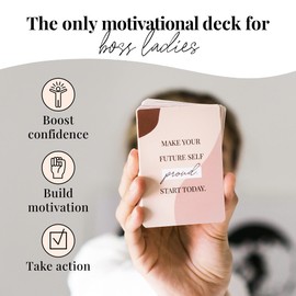 Daily Affirmation Cards for Women - 52 Inspirational & Motivational Cards with Empowering Actions for Girl Boss | Sturdy Double-Sided Deck | Positive Mindfulness Quotes for Meditation & Self Care