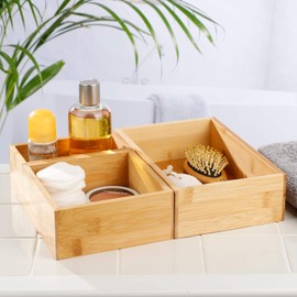 Set of 3 Bamboo Storage Boxes 23 x 15 cm / 15 x 15.5 cm / 7.5 x 15 cm - Bamboo Box Bathroom Box Storage Box Storage Box Organiser