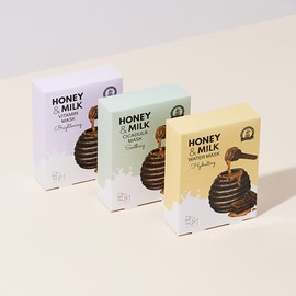 BOM [BOM] [1+1] Honey & Milk Mask Pack 25ml 10 sheets / [비오엠] [1+1] 허니 앤 밀크 마스크팩 25ml 10매