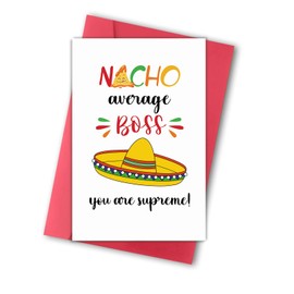 Huameigf Cute Thank You Card for Boss, Funny Boss Day Cards Gifts for Him Her, Happy Boss’s Day Card for Employer, Nacho Average Boss You Are Supreme…