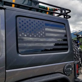 Skull Daddy Graphics PRECUT Hard top American Window Flag Decals Stickers Compatible with Jeep Wrangler 2011-2017 JKU JK (JKU Driver Side ONLY)