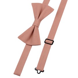 Entwineno Linen Bow Ties for Men and Kids - Solid Color Pretied Bowties (Desert Coral, L (Youth, Adult))