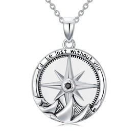 RSYHB Compass Necklace for Women Men 925 Sterling Silver Celtic Knot Compass Pendant Necklaces Birthday Graduation Jewelry Gifts, metal, cubic-zirconia