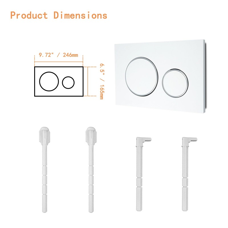 White Dual-Flush Actuator Plate for Concealed Cisterns Compatible with Sigma20